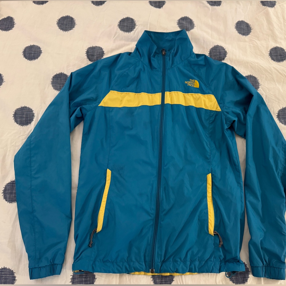 The North Face Men's Teal and Yellow Windbreaker